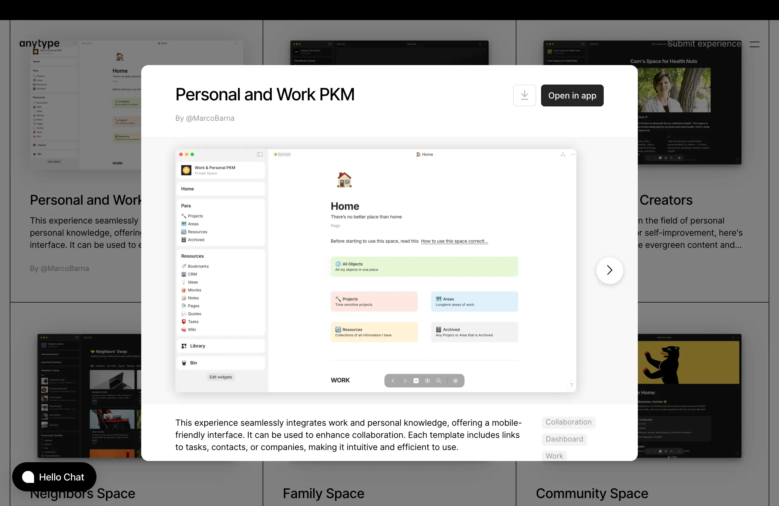 Anytype Personal Management Template